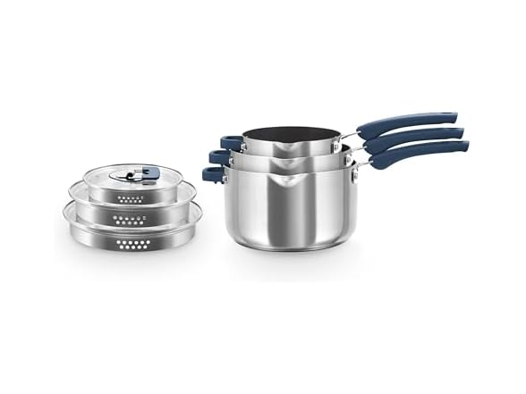 Zakarian Nonstick Stainless Steel Stacking Sauce Pan Set.