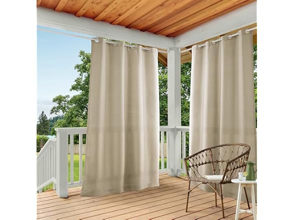 Cabana Taupe In/Outdoor Curtain 2Pk, 54"x108"