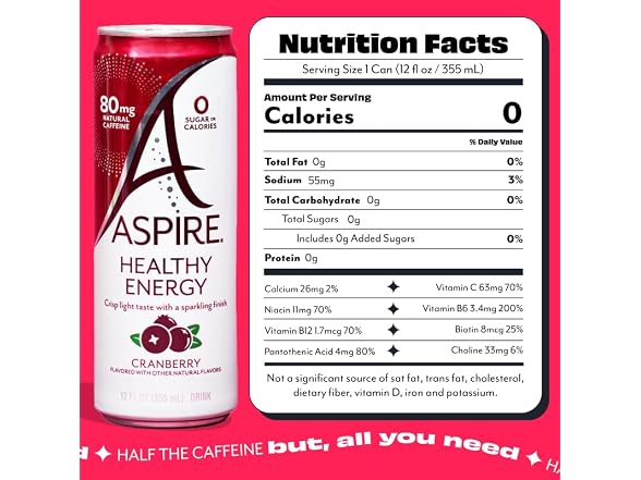 12pk ASPIRE® Cranberry, Healthy Energy Drink
