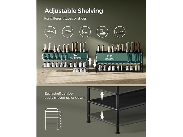 SONGMICS Shoe Rack, 3-Tier Shoe Organizer