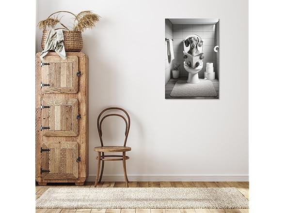 Funny Bathroom Dachshund Dog Wall Art
