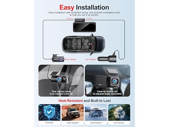 Winail Dash Cam Front Rear 4K+2.5K