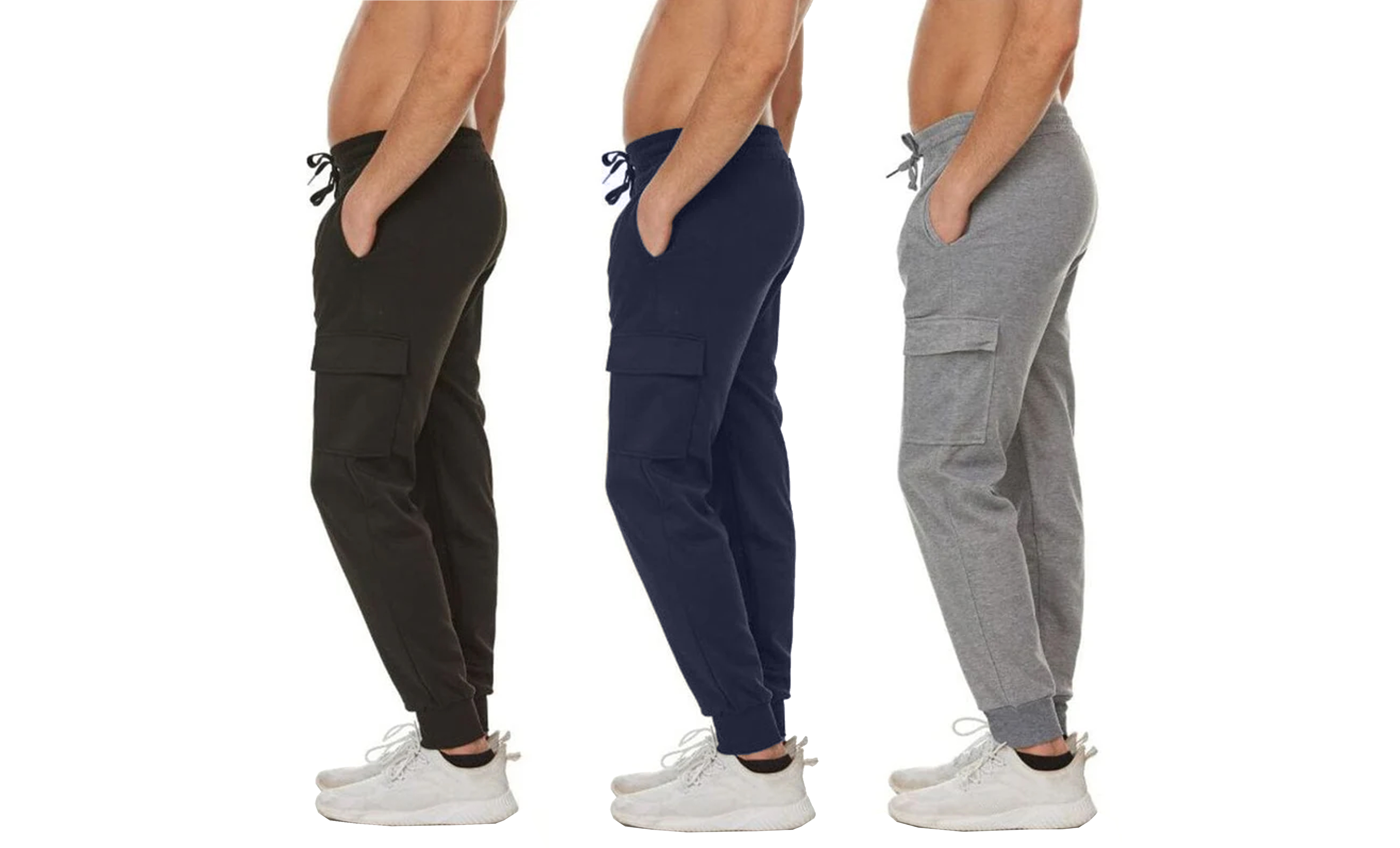 3Pk Men's Fleece-Lined Cargo Joggers - Gallery 11