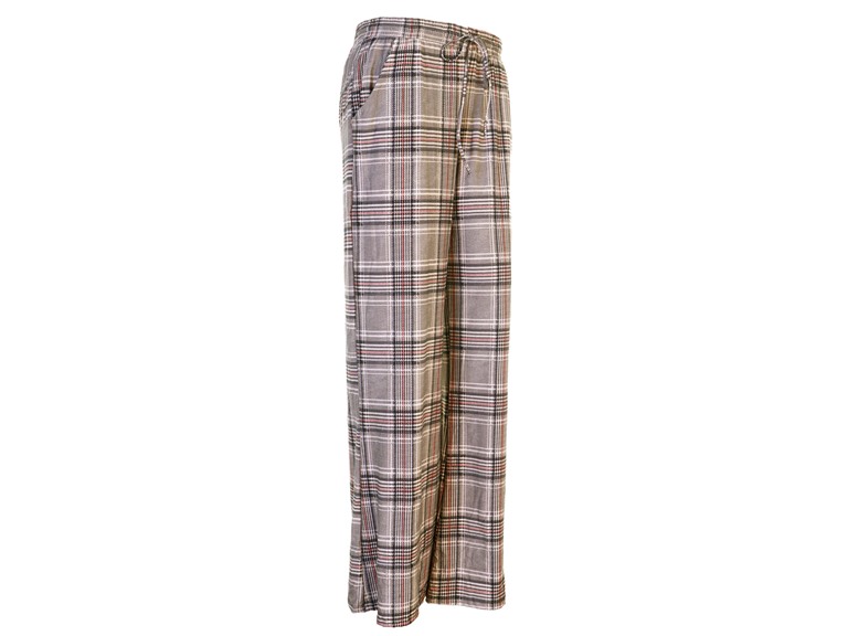 Angelina 043_E-GRYCHK_1_S-M Small - Medium Mid-rise Palazzo Pants with Pockets Gray Checker