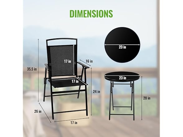 Backyard Expressions 3-Piece Folding Bistro Set