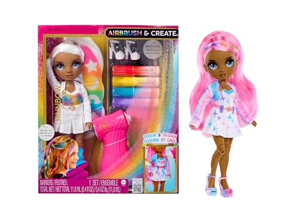 Rainbow High Air Brush & Create DIY Fashion Doll with Airbrush Marker Kit