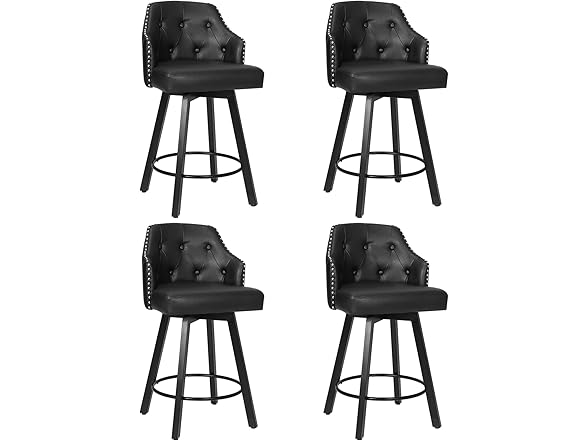 Tatub 26" Swivel Leather Bar Stools Set