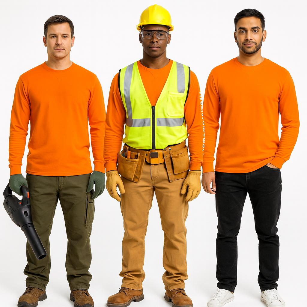 6Pk Mens Safety Orange L/S Shirts - Gallery 6