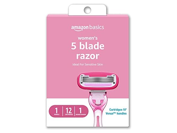 Amazon Basics Womens 5 Blade Razor 12 Cartridges