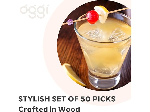 OGGI Wooden Cocktail Picks Sticks 50 pcs 