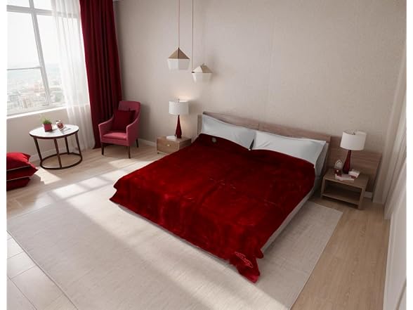 Solaron King Solid Burgundy Korean Mink Blanket