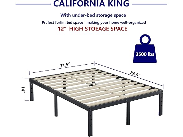 ZIYOO California King Bed Frame 14 inches Tall