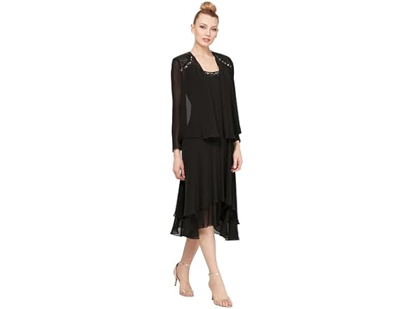 S.L. Fashions Women's Black Dress (12P)