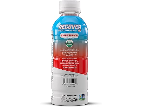 12PK RECOVER 180 Organic Sports Drink Fruit Punch