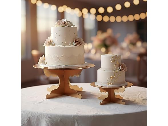 Gold Cardboard Cake Stands - 2 Pieces