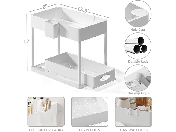 Under Sink Organizers and Storage White (1-Pack)