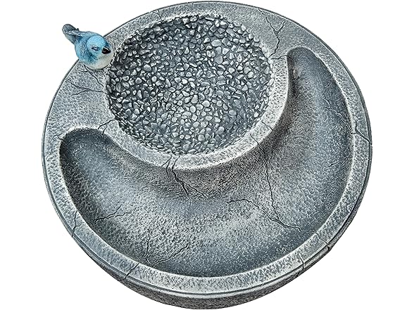 Sunnydaze Resin Bird Bath with Feeder Compartment 27"