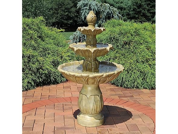 Sunnydaze Classic Tulip 3-Tier Electric Fountain - 46"
