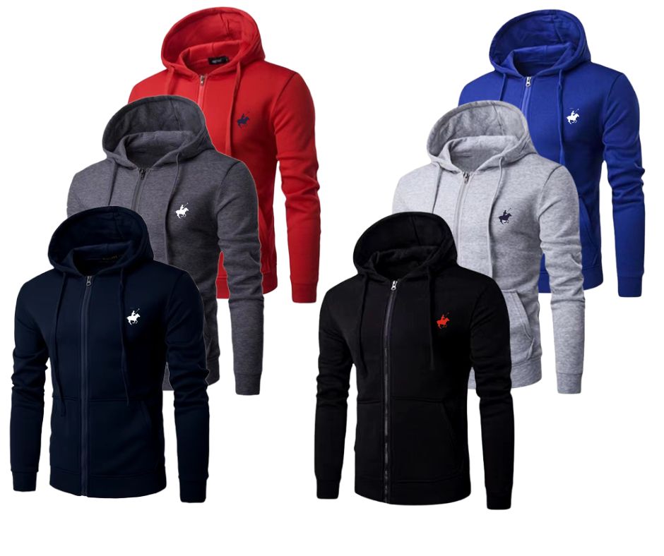 (3-Pack) Men's Basic Full-Zip Fleece Hoodies - Gallery 3
