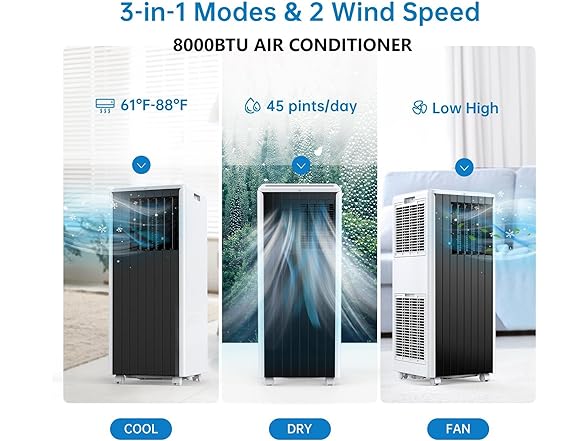Vossfamul 3-in-1 Air Conditioner 8000BTU Portable