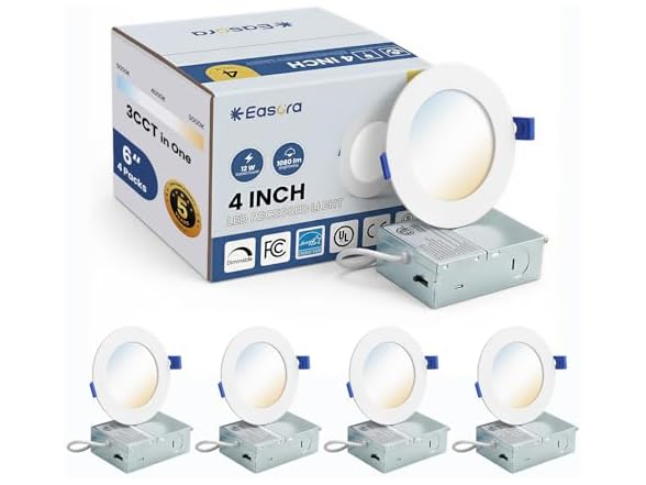 4" Recessed Lights 4 Pack 2700K-5000K