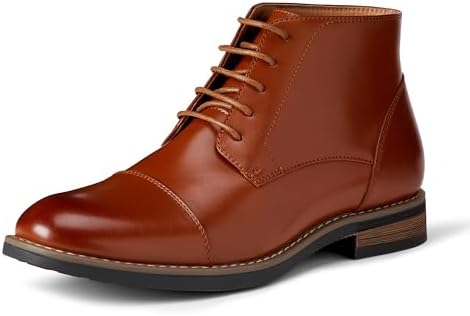 Amazon Essentials Men's Cap Toe Dress Boots, Dark Tan, 9.5