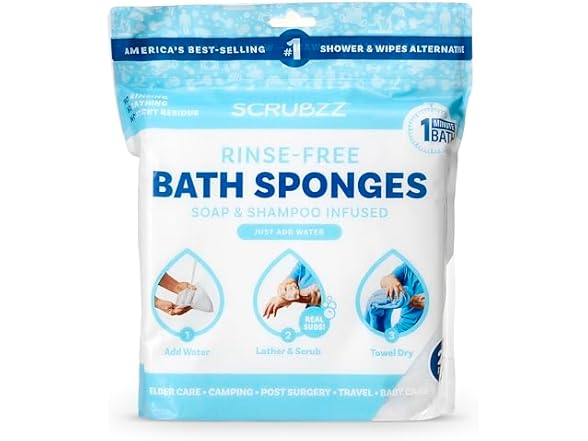Scrubzz Disposable Rinse Free Bathing Wipes