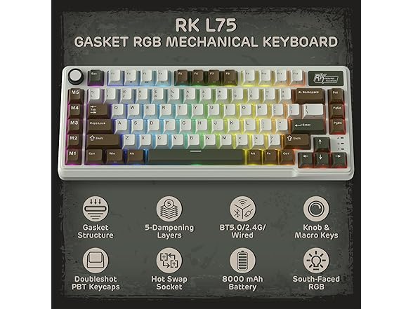 RK L75 Wireless Mechanical Keyboard with Knob