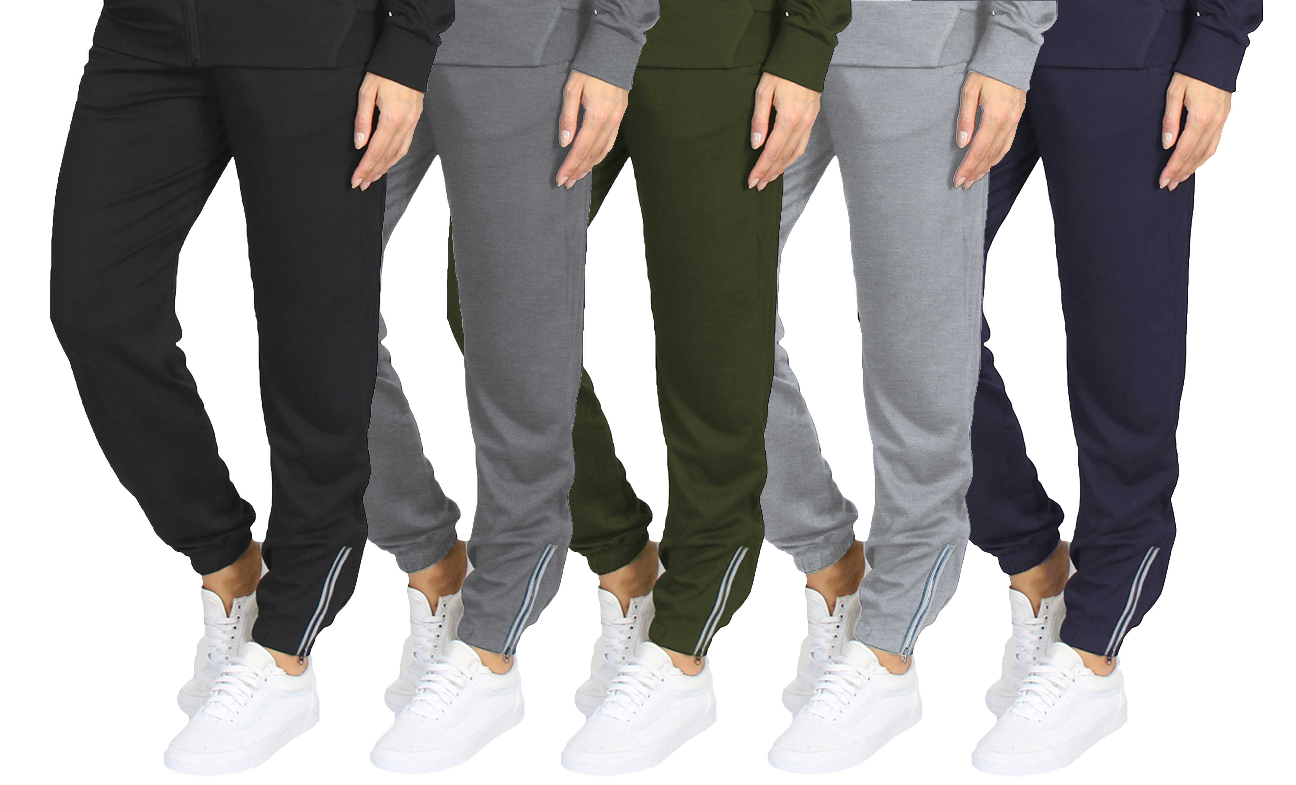 3Pk Asst Womens Track Pants w-Ankle Zippers - Gallery 8