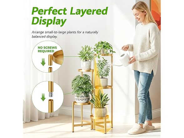 NQW Tall Gold Plant Stand Indoor Gold
