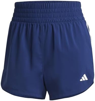 adidas Women's Pacer Training 3-Stripes Woven High-Rise Shorts, Dark Blue/White