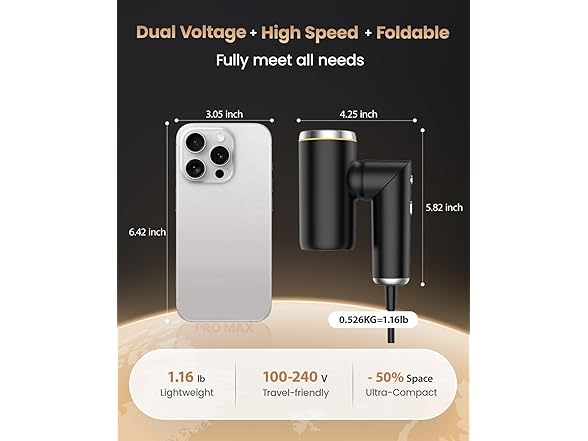 WEEYUM Folable hair dryer-Blcak