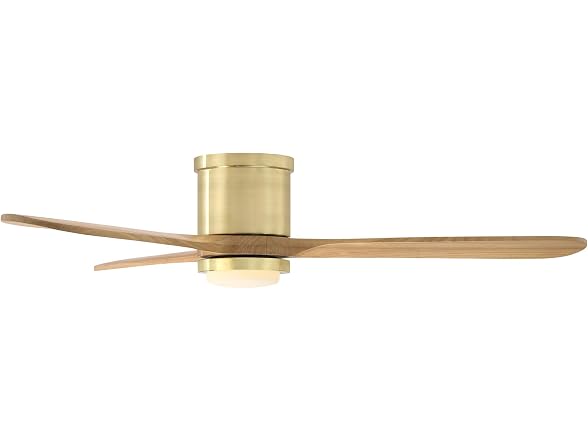 Parrot Uncle 52 Inch Flush Mount Solid Wood Ceiling Fan, Gold