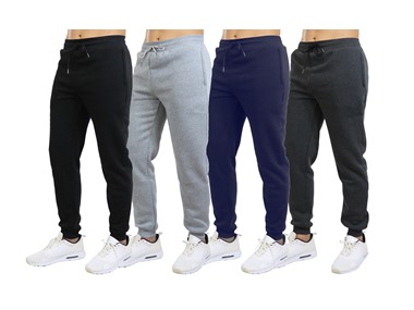 $21.99 3Pk Mens Fleece-Lined Zip Joggers dealfomo