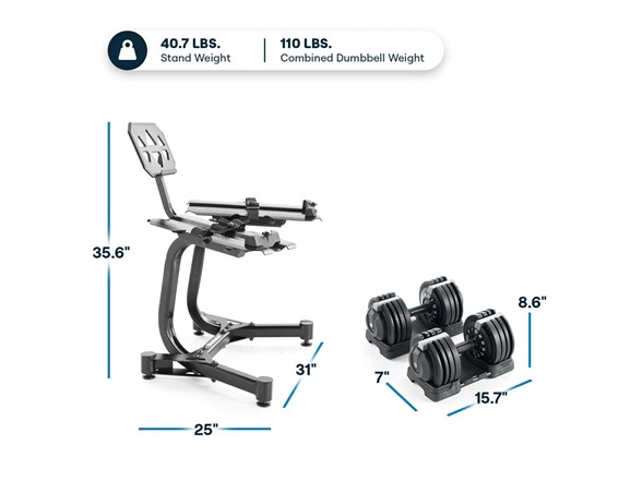 Echelon Strength Adjustable Dumbbells with Stand