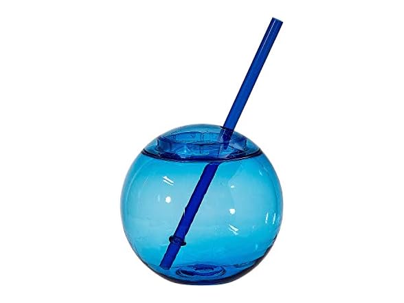 Fun Express Blue Round Cups with Straw - 25 Pieces