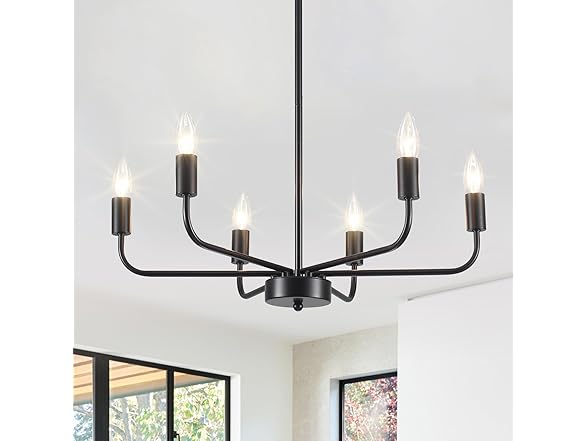 6-Light Industrial Black Chandelier