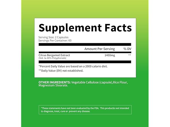 ElevateLife Citrus Bergamot 1400mg, 120 Capsules