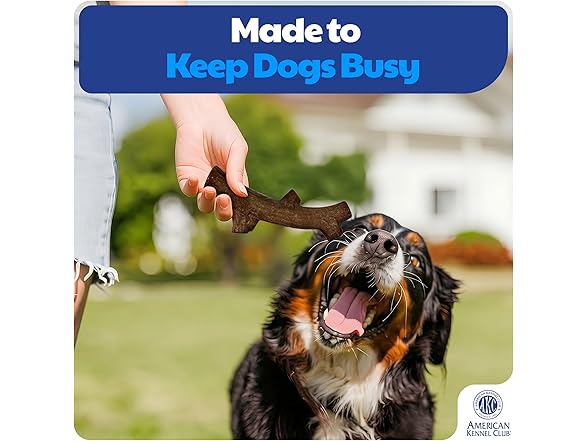AKC 2 Pack Training Dog Chew Toy, Wood-Infused