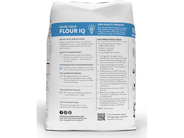 6PK King Arthur 100% Organic Bread Flour Unbleached