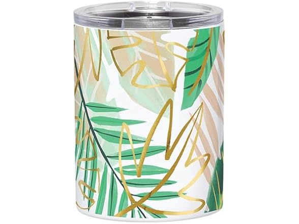 Travel Tumblers '12-Ounce, Green Palm Leaf