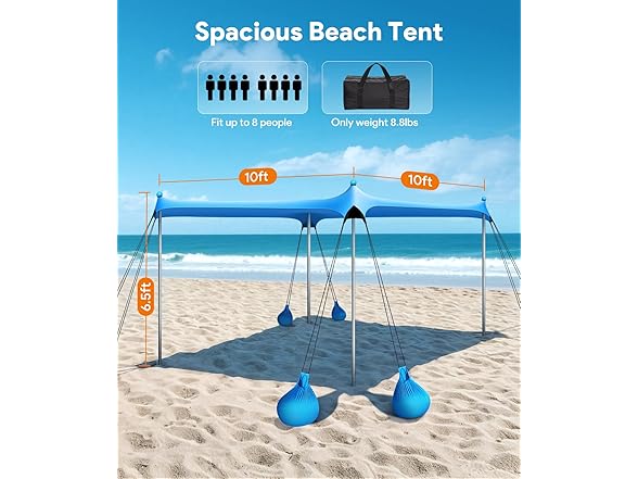 Beach Tent Sun Shelter | 10x10 FT