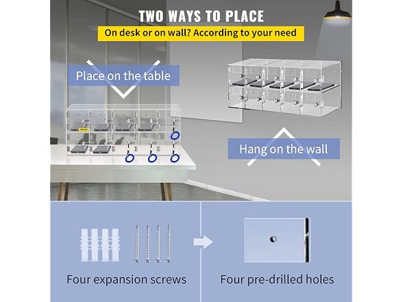 Cell Phone Storage Locker, 10 Slots Acrylic