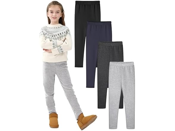 Resinta 4 Pack Girls Fleece Leggings