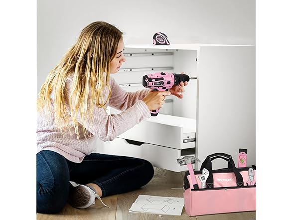 WORKPRO 12V Pink Cordless Drill Driver