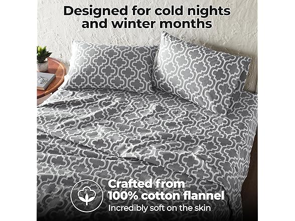 Superior Printed 100% Brushed Cotton Flannel Sheet Set