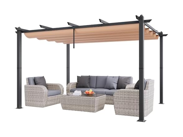 VEVOR 10'x13' Outdoor Retractable Pergola with Canopy