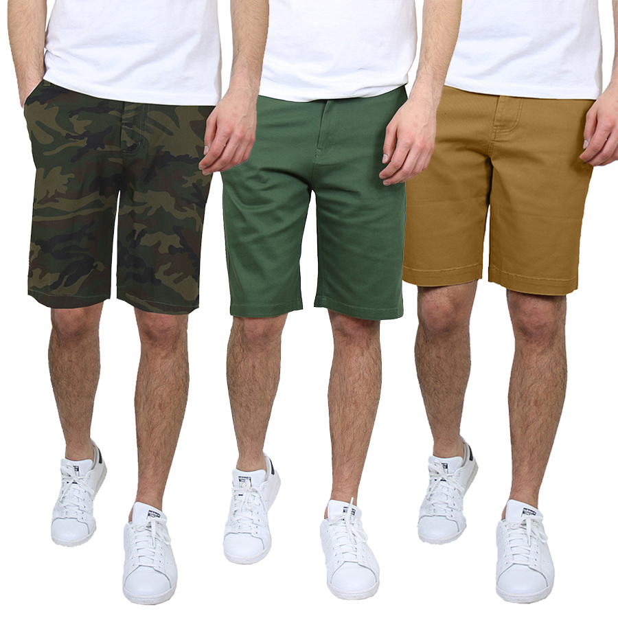 3Pk Mens Cotton Stretch Chino Shorts (30-42) - Gallery 16