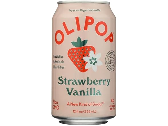 1CT OLIPOP Strawberry Vanilla Prebiotic Soda 12 oz