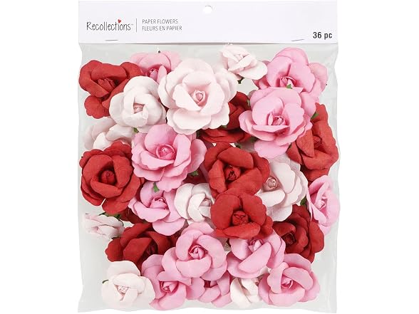 Recollections Pink & Red Paper Roses, 36ct.